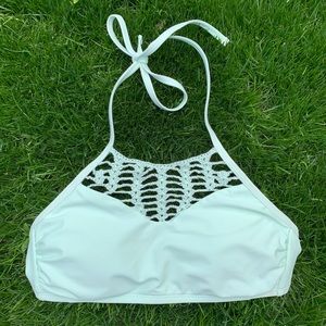 NWOT Crochet High Neck Mint Green Swim Bikini Top